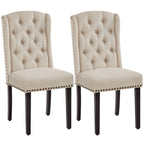 Yaheetech 2pcs Upholstered Dining Chair Button Tufted Dining Room Chair with Nailhead Trims - N/A