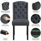 Yaheetech 2pcs Upholstered Dining Chair Button Tufted Dining Room Chair with Nailhead Trims - N/A