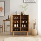 Modern Sideboard 4-Doors Rattan Mesh Storage Cabinet