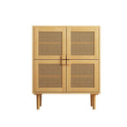 Modern Sideboard 4-Doors Rattan Mesh Storage Cabinet