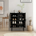 Modern Sideboard 4-Doors Rattan Mesh Storage Cabinet