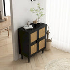 Modern Sideboard 4-Doors Rattan Mesh Storage Cabinet