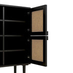 Modern Sideboard 4-Doors Rattan Mesh Storage Cabinet