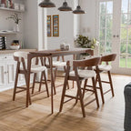 Furniture of America Shaw Mid-century 5-Piece Walnut Wood Counter Height Table Set with 4 Chairs
