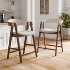 Furniture of America Shaw Mid-century 5-Piece Walnut Wood Counter Height Table Set with 4 Chairs