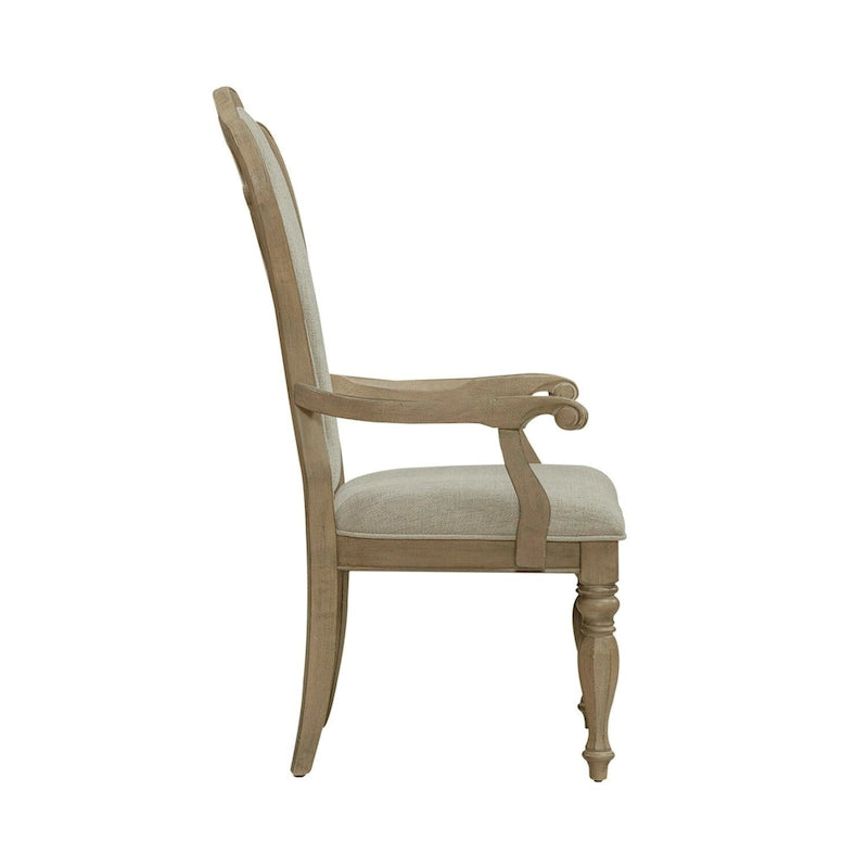 Magnolia Manor Weathered Bisque Splat Back Upholstered Arm Chair (Set of 2)
