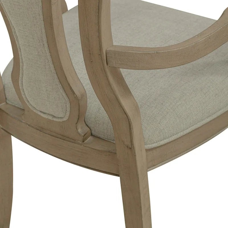 Magnolia Manor Weathered Bisque Splat Back Upholstered Arm Chair (Set of 2)