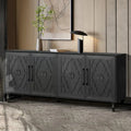 Carved Flower Door Large Storage Cabinet Sideboard Buffet