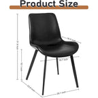 CangLong Mid Century Dining Chairs with Soft PU Leather Cushion Seat&Metal Legs,Set of 2,Black