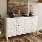 Wooden Cabinet Sideboard Buffet 4 Door Accent Cabinet