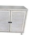 60-in Farmhouse Natural Wood Wash 4 Shutter Door Wooden Sideboard Buffet Server Accent Storage Cabinet