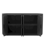 63 Vertical Striped Door Storage Cabinet with Adjustable Shelves