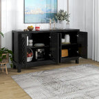 Large Storage Space Sideboard,4 Door Buffet Cabinet with Pull Ring Handles - N/A