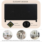 Large Storage Space Sideboard,4 Door Buffet Cabinet with Pull Ring Handles - N/A
