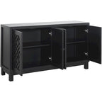 Large Storage Space Sideboard,4 Door Buffet Cabinet with Pull Ring Handles - N/A