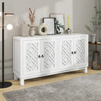 Large Storage Space Sideboard,4 Door Buffet Cabinet with Pull Ring Handles - N/A