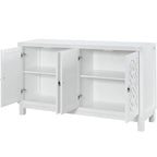 Large Storage Space Sideboard,4 Door Buffet Cabinet with Pull Ring Handles - N/A