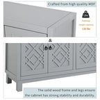 Large Storage Space Sideboard,4 Door Buffet Cabinet with Pull Ring Handles - N/A