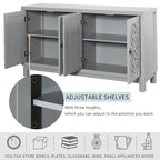 Large Storage Space Sideboard,4 Door Buffet Cabinet with Pull Ring Handles - N/A