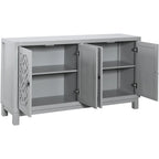 Large Storage Space Sideboard,4 Door Buffet Cabinet with Pull Ring Handles - N/A