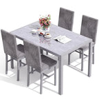 Grondin Modern Style 5-Piece Dining Room Table Set with Tempered Glass Tabletop and 4 Diamond Stitching PU Leather Dining Chairs