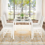 Grondin Modern Style 5-Piece Dining Room Table Set with Tempered Glass Tabletop and 4 Diamond Stitching PU Leather Dining Chairs