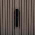 Vertical Striped Door Storage Cabinet with Metal Handles, Adjustable Shelves
