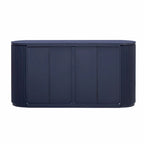Vertical Striped Door Storage Cabinet with Metal Handles, Adjustable Shelves