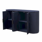 Vertical Striped Door Storage Cabinet with Metal Handles, Adjustable Shelves