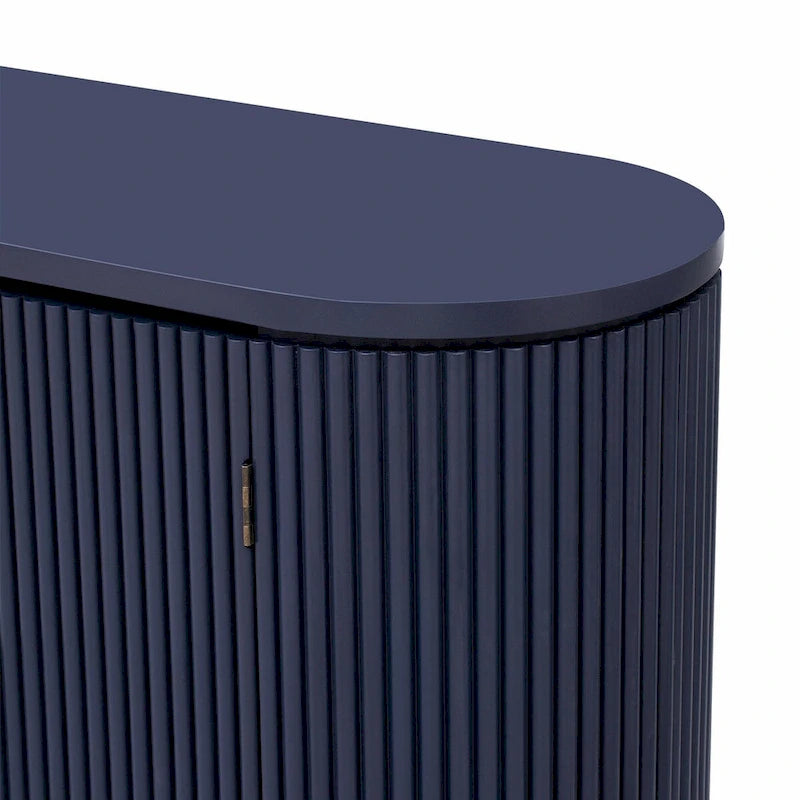 Vertical Striped Door Storage Cabinet with Metal Handles, Adjustable Shelves