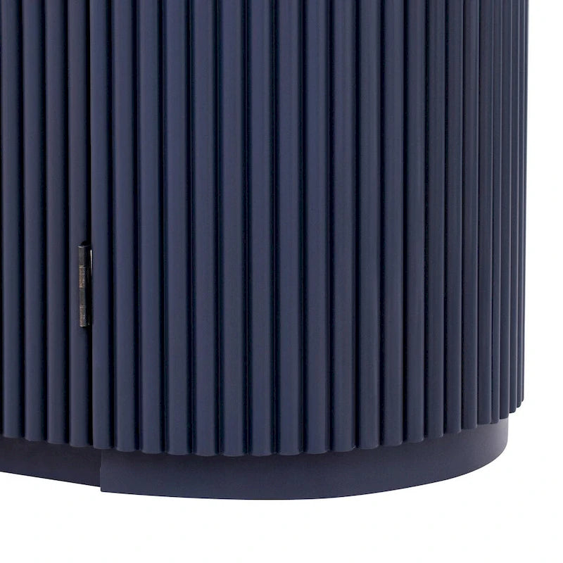 Vertical Striped Door Storage Cabinet with Metal Handles, Adjustable Shelves