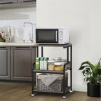 3 Tier Mobile Printer Stand on Wheels with Storage Shelves - 16D x 20W x 30H