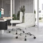 Javlergo Armless Office Desk Chair, PU Leather Mid-Back Adjustable Height 360 Rolling Swivel for Home Office Work
