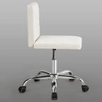 Javlergo Armless Office Desk Chair, PU Leather Mid-Back Adjustable Height 360 Rolling Swivel for Home Office Work