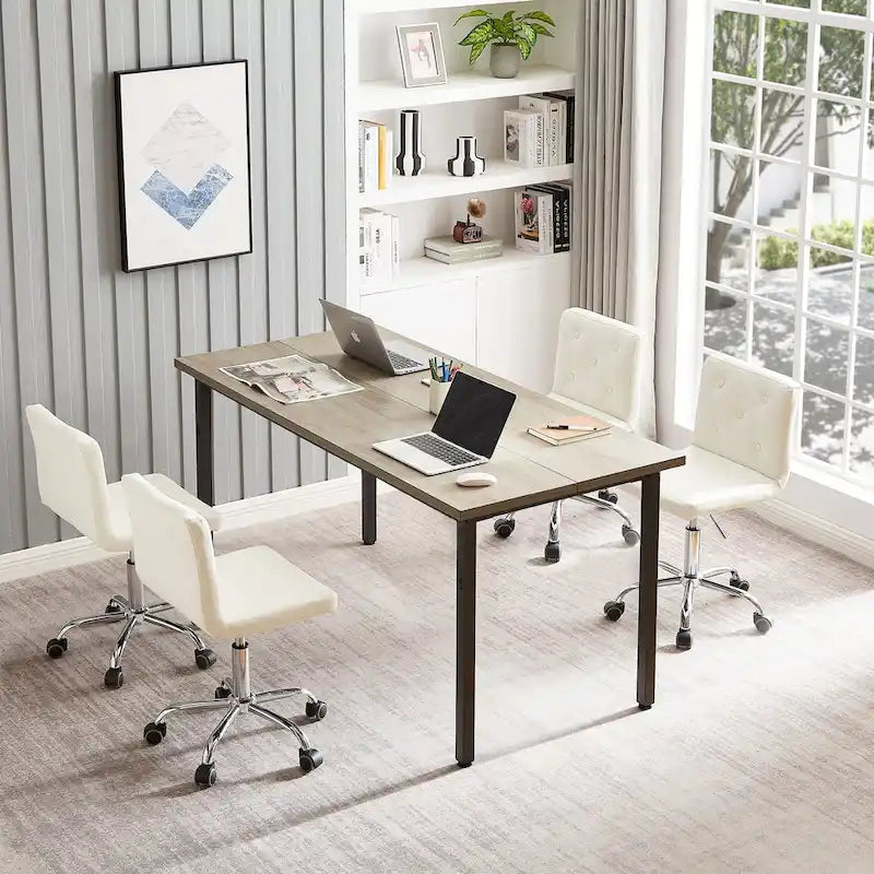 Javlergo Armless Office Desk Chair, PU Leather Mid-Back Adjustable Height 360 Rolling Swivel for Home Office Work