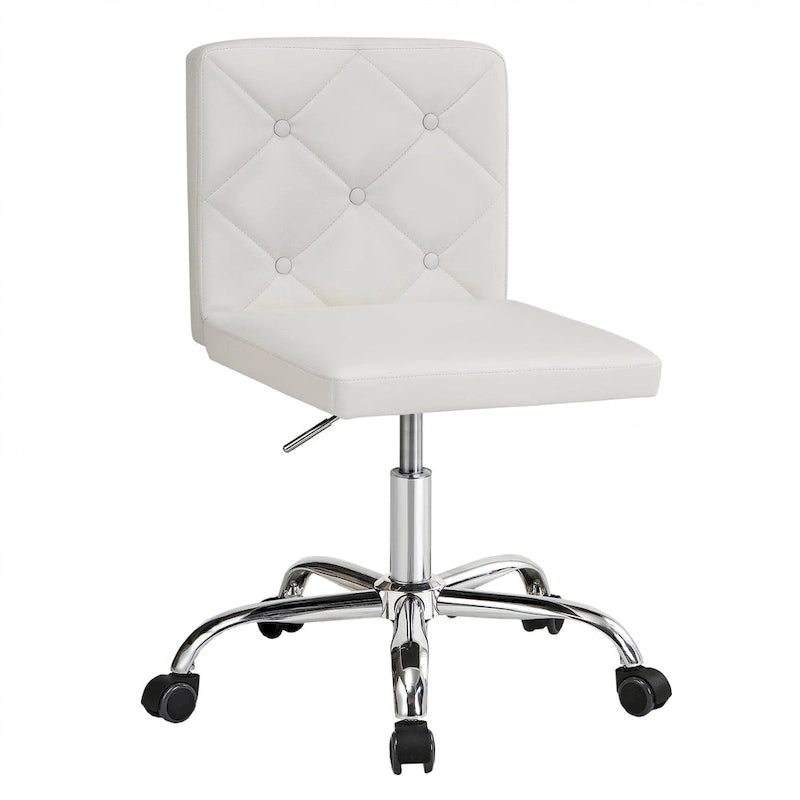 Javlergo Armless Office Desk Chair, PU Leather Mid-Back Adjustable Height 360 Rolling Swivel for Home Office Work