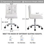 Javlergo Armless Office Desk Chair, PU Leather Mid-Back Adjustable Height 360 Rolling Swivel for Home Office Work