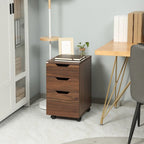3 Drawer Office Storage Cabinet, Under Desk Cabinet with Wheels for Bedroom, Living Room, Brown Wood Grain
