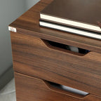 3 Drawer Office Storage Cabinet, Under Desk Cabinet with Wheels for Bedroom, Living Room, Brown Wood Grain