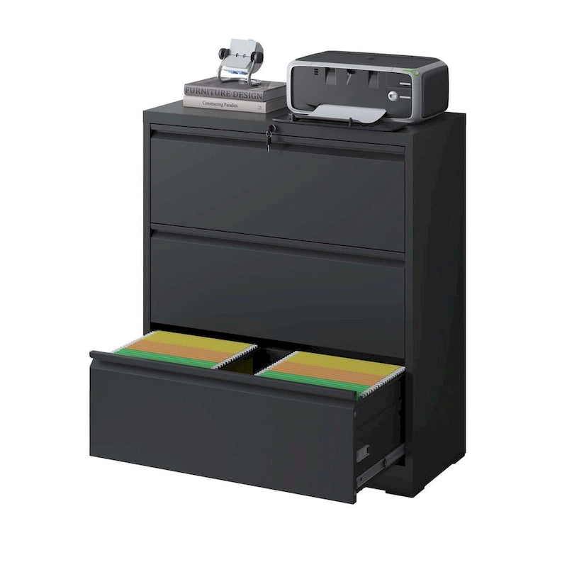 Lateral File Cabinet 3 Drawer,Filing Cabinet with Lock, Lockable File Cabinet for Home Office, Locking Metal File Cabinet