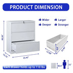 Lateral File Cabinet 3 Drawer,Filing Cabinet with Lock, Lockable File Cabinet for Home Office, Locking Metal File Cabinet