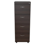 HomeRoots 52 Espresso Melamine and Engineered Wood File Cabinet with 4 Drawers