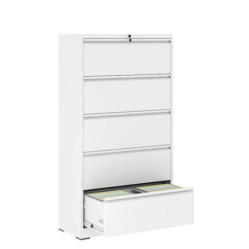 5 Drawer Metal Lateral File Cabinet,Filing Cabinet with Lock,Lockable File Cabinet for Home Office,Locking Metal File Cabinet