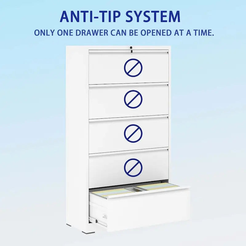 5 Drawer Metal Lateral File Cabinet,Filing Cabinet with Lock,Lockable File Cabinet for Home Office,Locking Metal File Cabinet