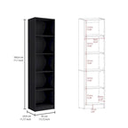 Home Xs Bookcase with 5-Tier Shelves and Slim Design -Black -Office