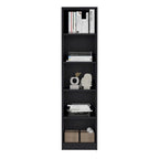 Home Xs Bookcase with 5-Tier Shelves and Slim Design -Black -Office