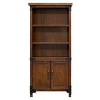 Addison Rustic Bookcase With Doors, Office Shelving, Storage Cabinet, Brown - 34W x 72H x 15D