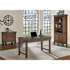 Addison Rustic Bookcase With Doors, Office Shelving, Storage Cabinet, Brown - 34W x 72H x 15D