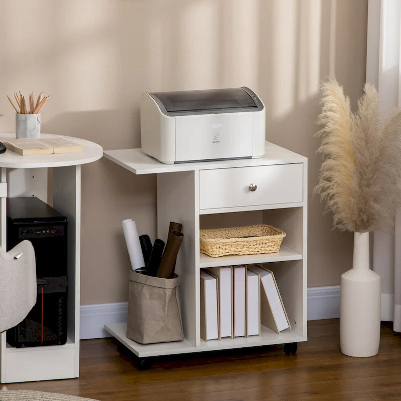 Rolling File Cabinet Cart,Mobile Printer Stand with Adjustable Shelf,Drawer and CPU Stand
