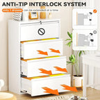 4 Drawer Metal Lateral Filing Cabinet with Lock